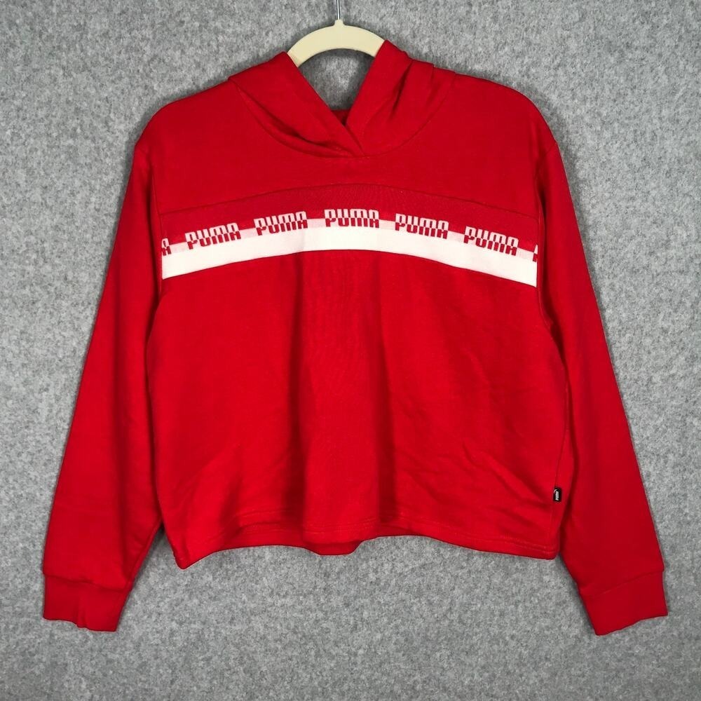 NEW Puma Amplified Cropped Hoodie Medium Boxy Relaxed Sporty Comfy Lounge READ